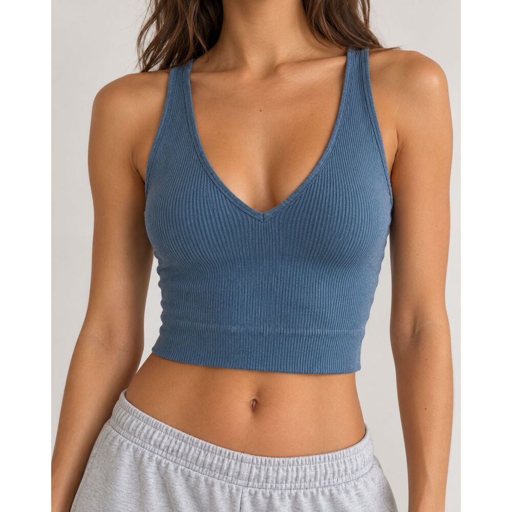3 Pack Ribbed Racerback Crop Tank Tops - Picture 2 of 4